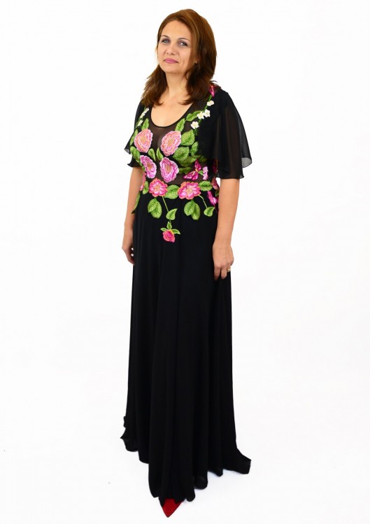 rochie-cusuta-manual-neagra imprimeu
